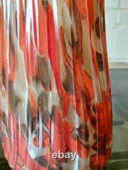 Fratelli Toso Murano Orange & Aventurine Mid-Century Art Glass Vase 9.75H 1/2