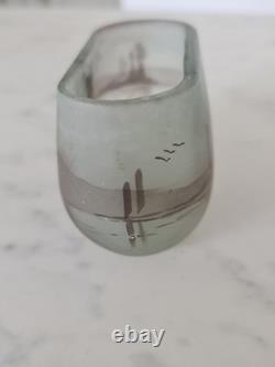 French 1920 Frosted Art Glass Bowl /vase Signed By Peynaud
