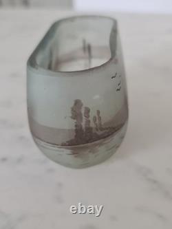 French 1920 Frosted Art Glass Bowl /vase Signed By Peynaud