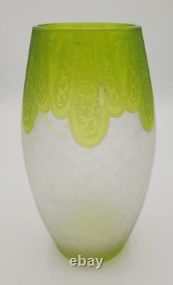 French Art Deco Etched Cameo Art Glass Vase 1436