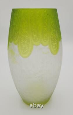 French Art Deco Etched Cameo Art Glass Vase 1436
