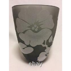 Frosted Glass Vase Acid Etched Then Enameled Art Nouveau Height 22.5