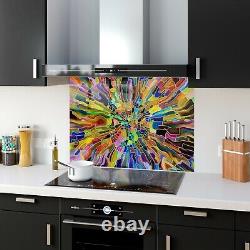 GLASS SPLASHBACK Wall Panel Kitchen Tile ANY SIZE Abstract Stained Glass Art WxH