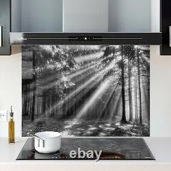 GLASS SPLASHBACK Wall Panel Kitchen Tile ANY SIZE Monochrome Wood Forest Art WxH