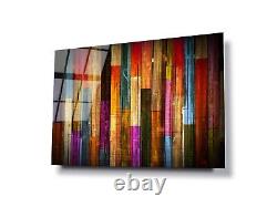 GLASS WALL ART POSTER CANVAS Digital Print HD COLOURED VINTAGE WOOD PLANKS