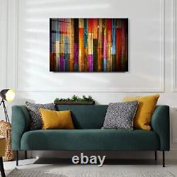 GLASS WALL ART POSTER CANVAS Digital Print HD COLOURED VINTAGE WOOD PLANKS