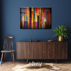 GLASS WALL ART POSTER CANVAS Digital Print HD COLOURED VINTAGE WOOD PLANKS