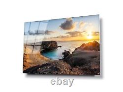 GLASS WALL ART POSTER CANVAS HD Digital VIVID SUNSET PAPAGAYO BEACH LANZAROTE