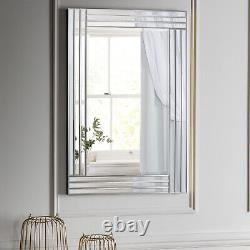 Gabriella All Glass Venetian Art Deco Rectangle Bevelled Wall Mirror 90cm x 60cm