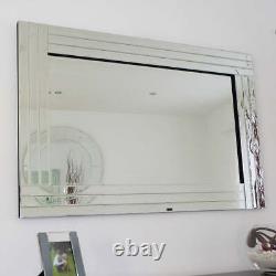 Gabriella All Glass Venetian Art Deco Rectangle Bevelled Wall Mirror 90cm x 60cm