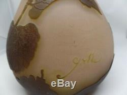 Galle Signed Antique Cameo Art Glass Vase With Insect & Botanical Design