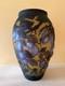 Galle Style Cameo Glass Vase Fruit Pattern Purple Gold Vintage 1960s