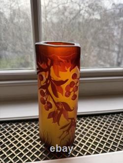 Galle Style Cameo Vase Yellow Gold Vintage Floral Pattern