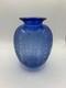 Gary Genetti Signed Cobalt Blue Etched Art Glass Vase Geometric Studio Glass 5