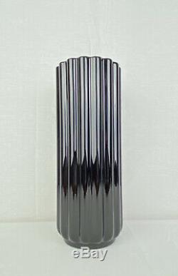 George Sakier Art Deco Black Glass Lotus Vase For Fostoria Largest Size Rare