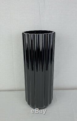 George Sakier Art Deco Black Glass Lotus Vase For Fostoria Largest Size Rare