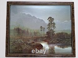 Gerald Coulson Oil Print Riverside Scene Deer & Woodland Glass Framed W54 x 44cm