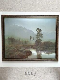 Gerald Coulson Oil Print Riverside Scene Deer & Woodland Glass Framed W54 x 44cm