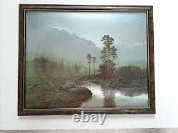 Gerald Coulson Oil Print Riverside Scene Deer & Woodland Glass Framed W54 x 44cm