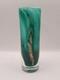 G&eacute;rard Torcheux Signed French Art Glass Vase Cylinder Green Gold Foil 7 Vgc