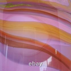 Gerry Reilly Art Glass Vase Handblown Pink Tone Swirl Melting Pot Glass WA Signd