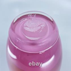 Gerry Reilly Art Glass Vase Handblown Pink Tone Swirl Melting Pot Glass WA Signd