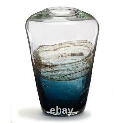 Gift Craft Blue & Coffee Crackle Glass Vase Large
