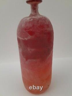 Gino Cenedese Scavo Art Glass Vase/Bottle Lava 9 Signed Gino Cenedese 1984