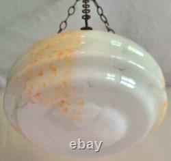 Glass Amber &White Marble Effect Art Deco Ceiling Plaffonier Flycatcher Shade