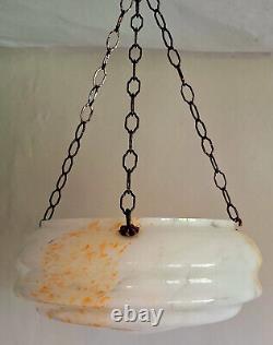 Glass Amber &White Marble Effect Art Deco Ceiling Plaffonier Flycatcher Shade