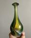 Glass Art Vase Signed Heavy Marbled Green
