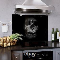 Glass Backsplash Kitchen Cooker Panel Tile ANY SIZE Human Skull Dark Art Photo