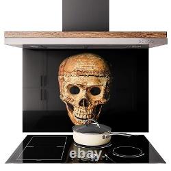 Glass Backsplash Kitchen Cooker Panel Tile ANY SIZE Human Skull Dark Art Photo