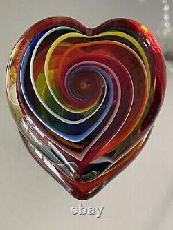 Glass Eye Studio Hand Blown Hearts of Fire Bohemian Glass Paperweight MINT TAG