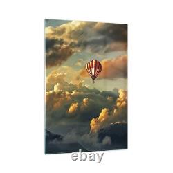 Glass Print 70x100cm Wall Art Picture clouds balloon flight Large Image Artwork
