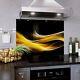 Glass Splashback Kitchen Cooker Panel Any Size Abstract Golden Yellow Waves Art