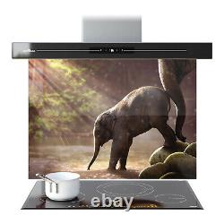 Glass Splashback Kitchen Cooker Panel Tile Cooker ANY SIZE Wild Baby Elephants