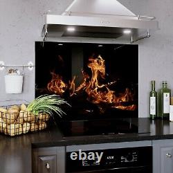 Glass Splashback Kitchen Tile Cooker Hob Panel ANY SIZE Fire Logs Light 1292