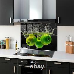 Glass Splashback Kitchen Tile Cooker Panel ANY SIZE Apples Water Splash Art 0449