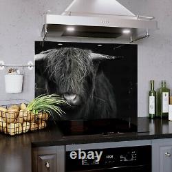 Glass Splashback Kitchen Tile Cooker Panel ANY SIZE Cow Horn Bull Photo Art Zoom