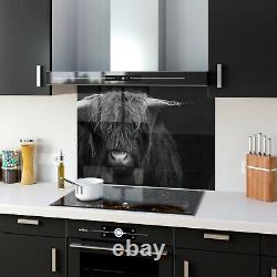 Glass Splashback Kitchen Tile Cooker Panel ANY SIZE Cow Horn Bull Photo Art Zoom