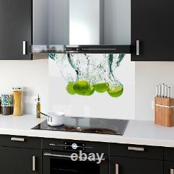 Glass Splashback Kitchen Tile Cooker Panel ANY SIZE Limes Fruit Water Splash Art
