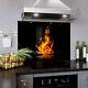 Glass Splashback Kitchen Tile Cooker Panel Any Size Logs Fire Flames Night