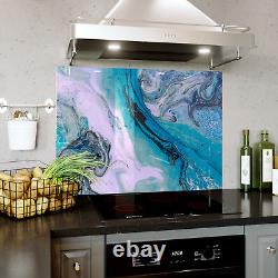 Glass Splashback Kitchen Tile Cooker Panel ANY SIZE Mixed Art Liquid Marble 0420