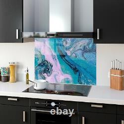 Glass Splashback Kitchen Tile Cooker Panel ANY SIZE Mixed Art Liquid Marble 0420
