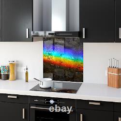 Glass Splashback Kitchen Tile Cooker Panel ANY SIZE Rainbow Abstract Stone Art