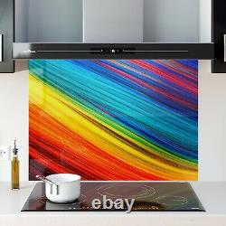 Glass Splashback Kitchen Tile Cooker Panel ANY SIZE Rainbow Abstract Waves LGBT