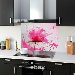 Glass Splashback Kitchen Tile Cooker Wall Panel ANY SIZE Flower Paint Splash Art
