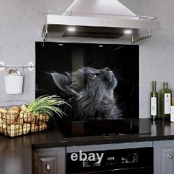 Glass Splashback Kitchen Tiles Cooker Panel ANY SIZE Cat Animal Photo Art Zoom