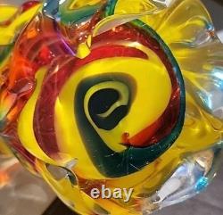 Glass Vase. Japanese Iwatsu Hineri Multicolored Glass Vase. Rare Find. Good